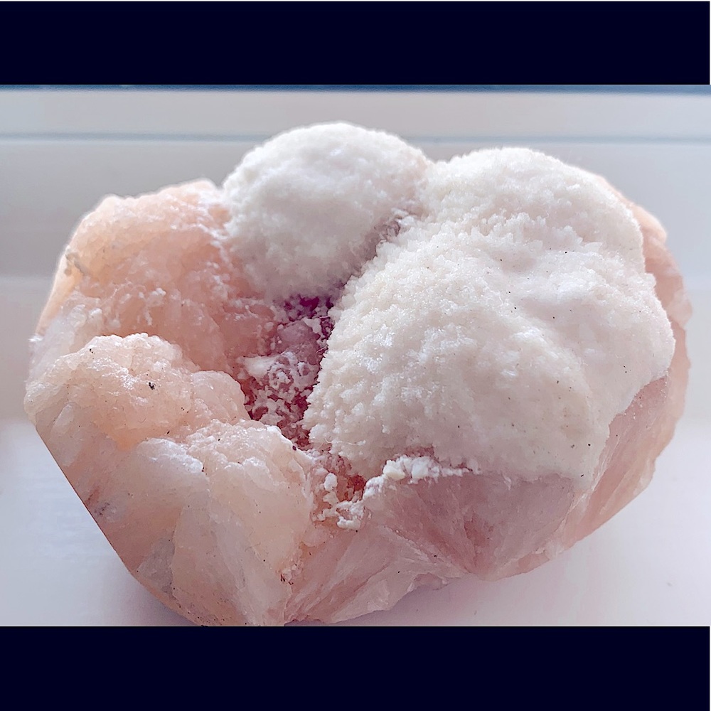 Rare* Mordanite balls on stunning peach stilbite.